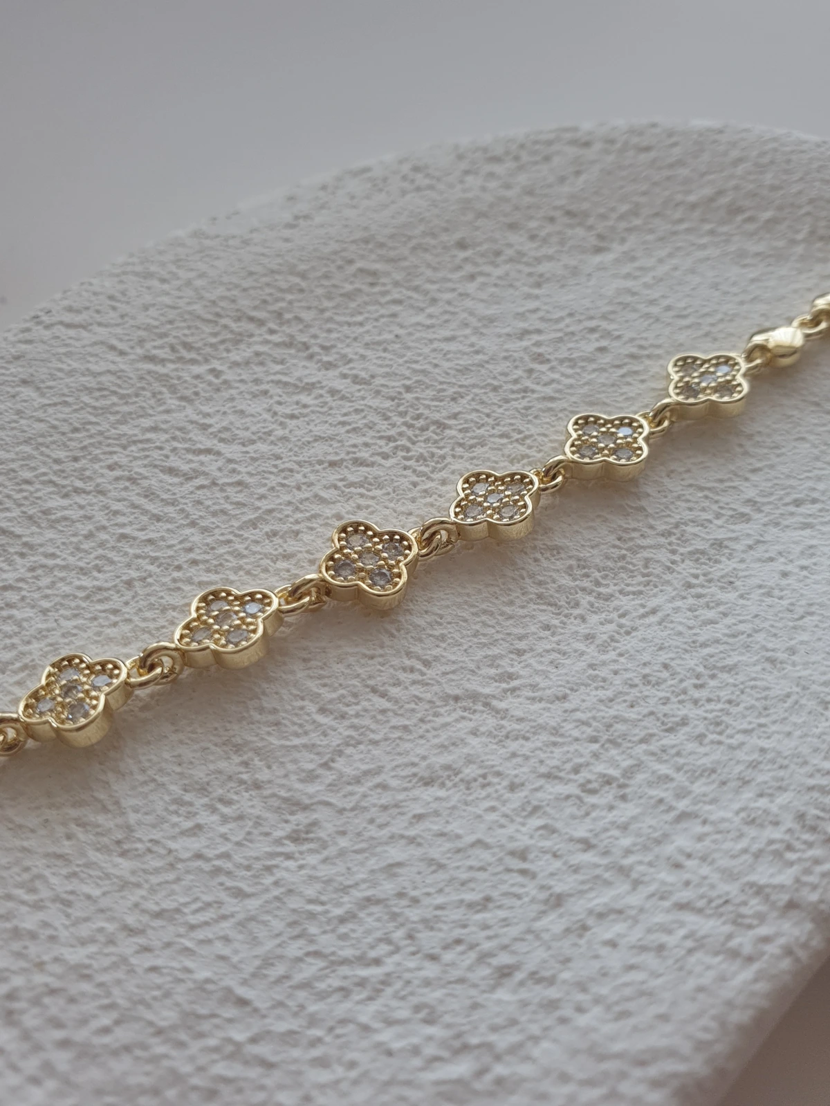 14K Gold Kalp ve Yonca Bileklik