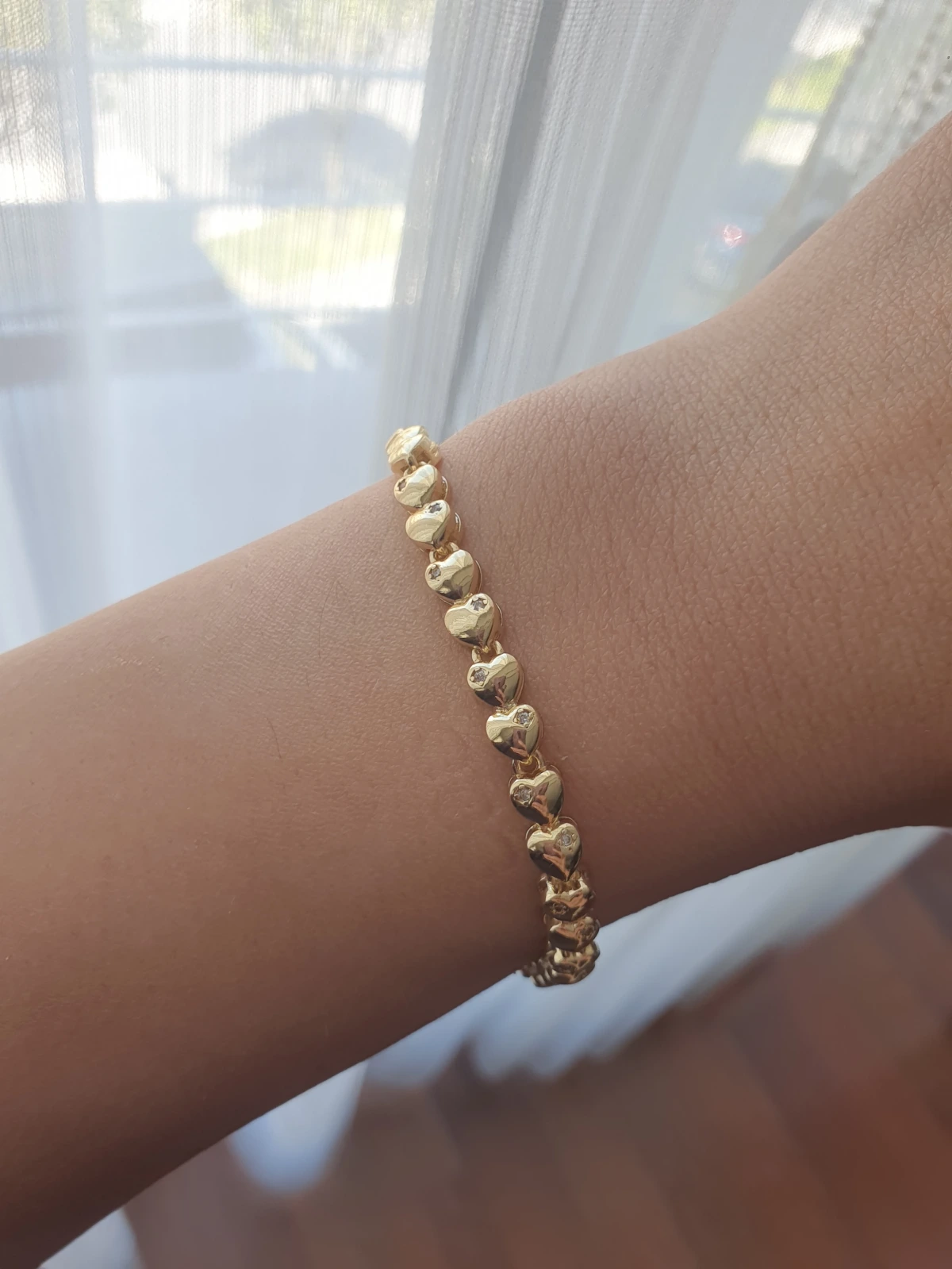 14K Sıra Kalp Bileklik