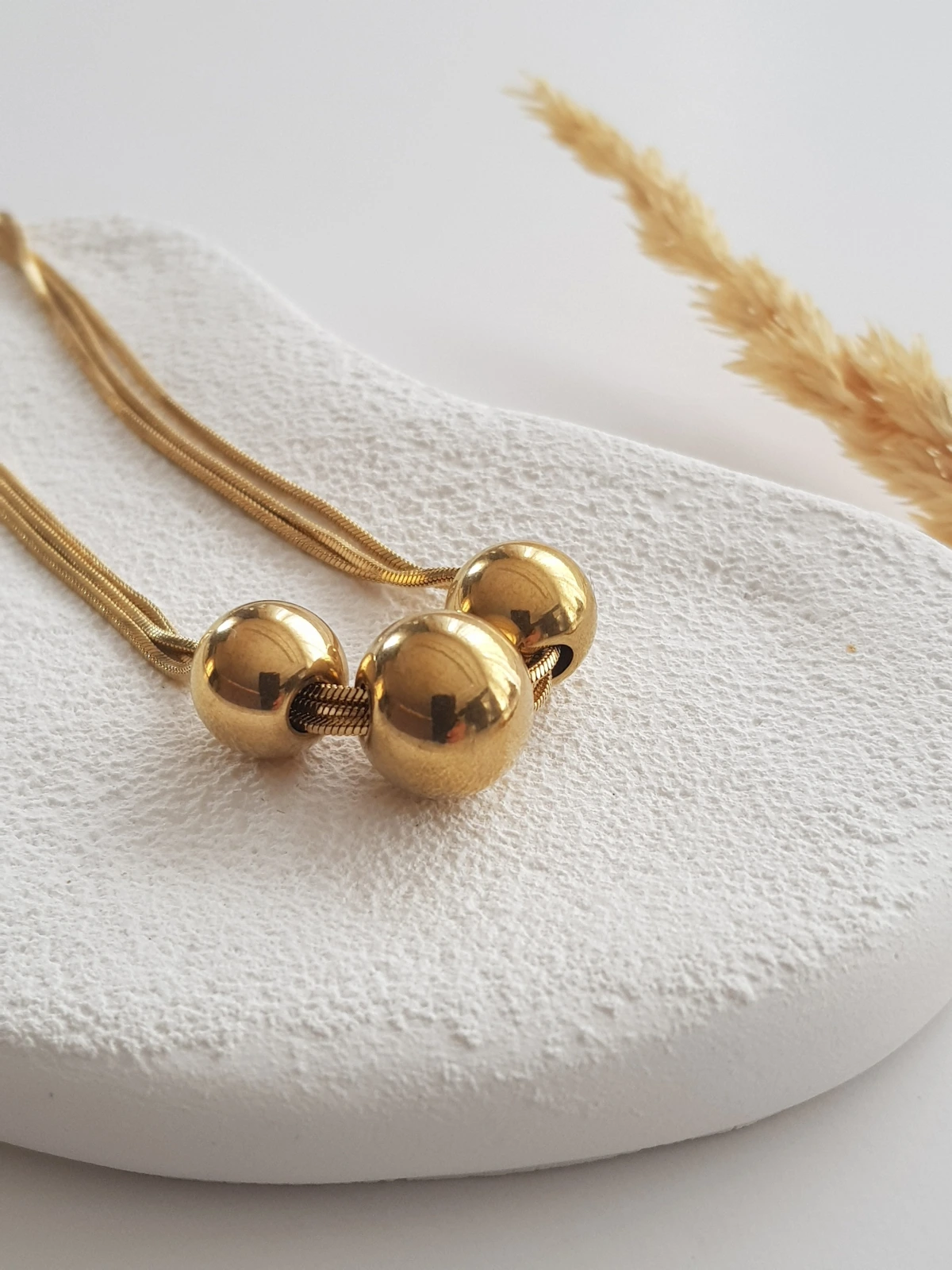JOC Gold Çoklu Zincir Topçuklu Çelik Kolye