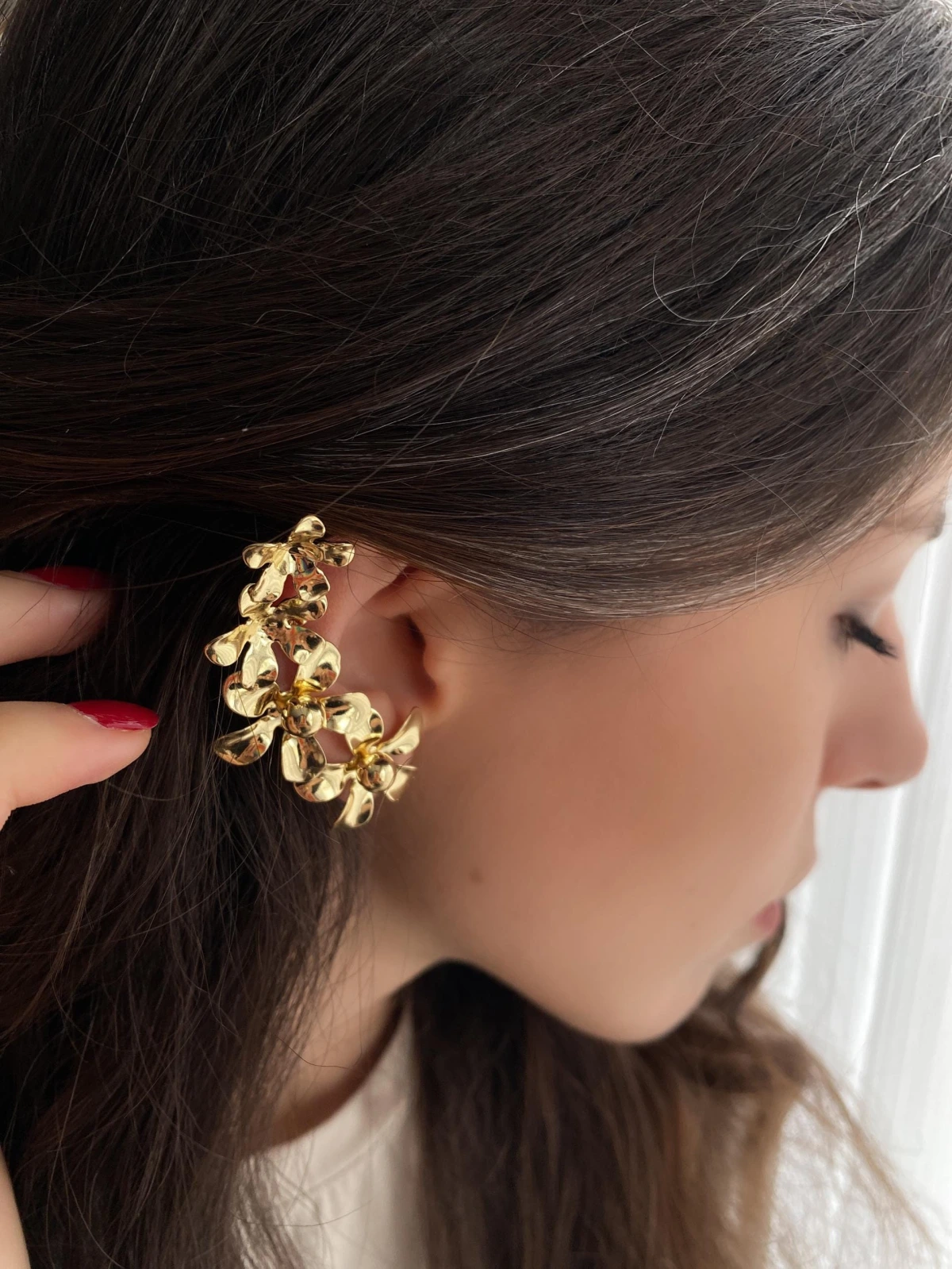 JOC Gold Çiçek Model Earcuff