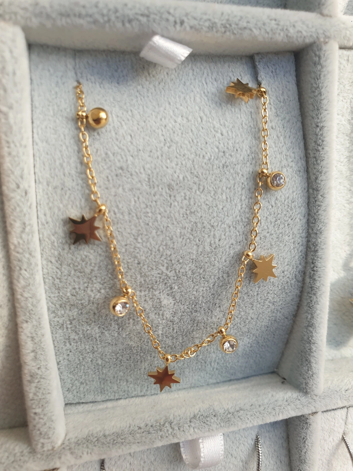 JOC Yıldız Ve Taşlı Gold Çelik Kolye