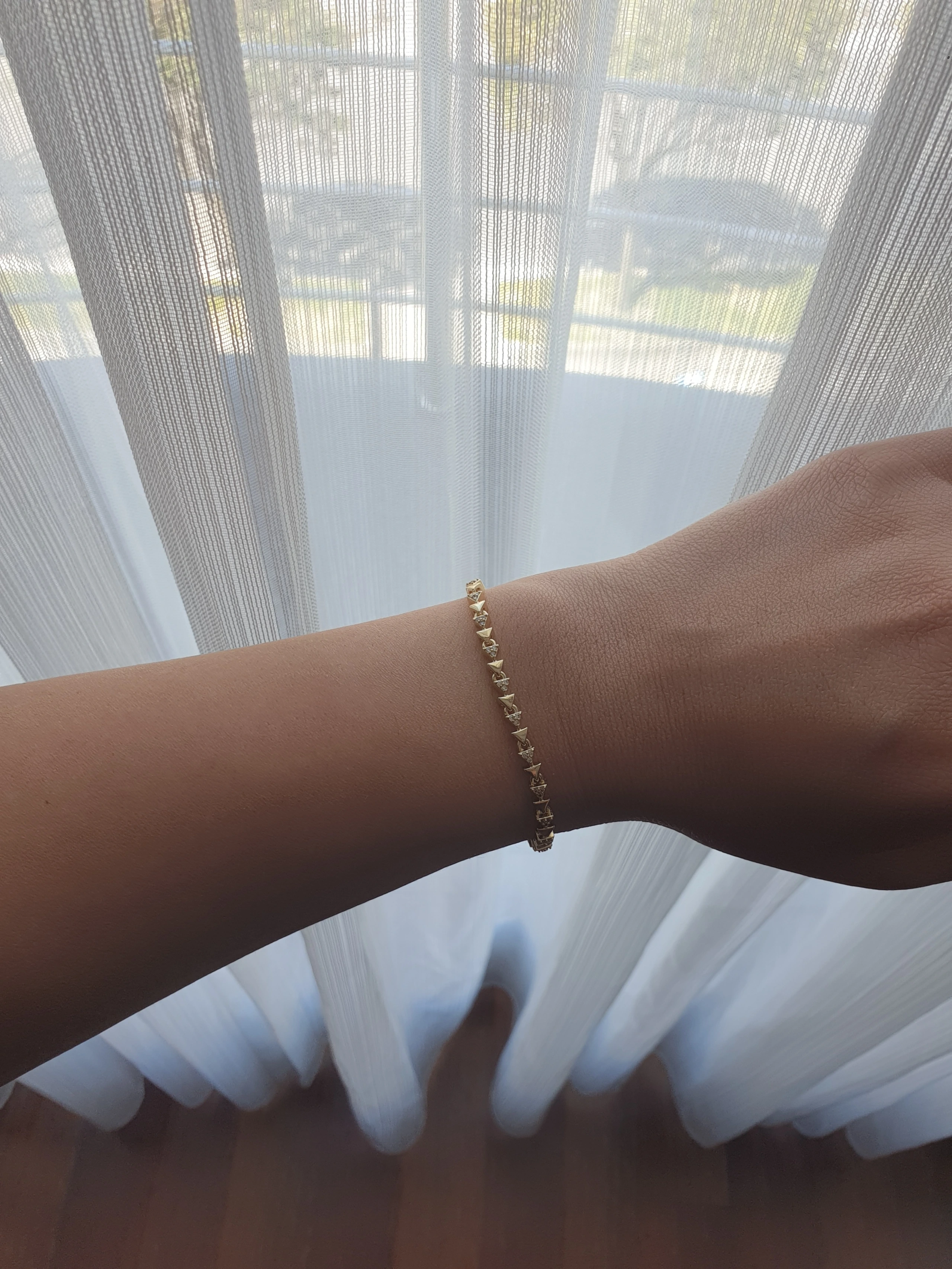 14K Mini Sıra Üçgen Bileklik