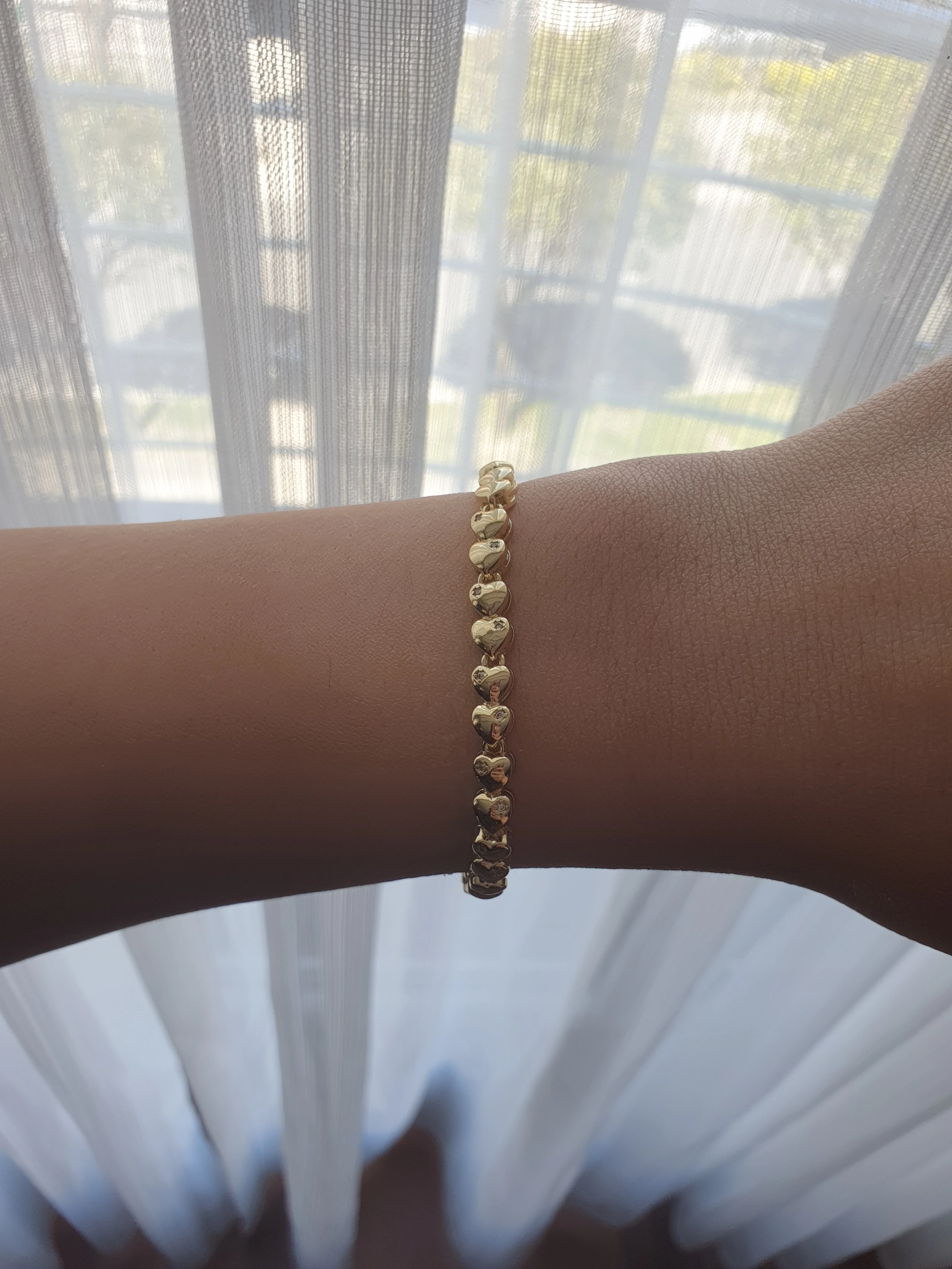 14K Sıra Kalp Bileklik
