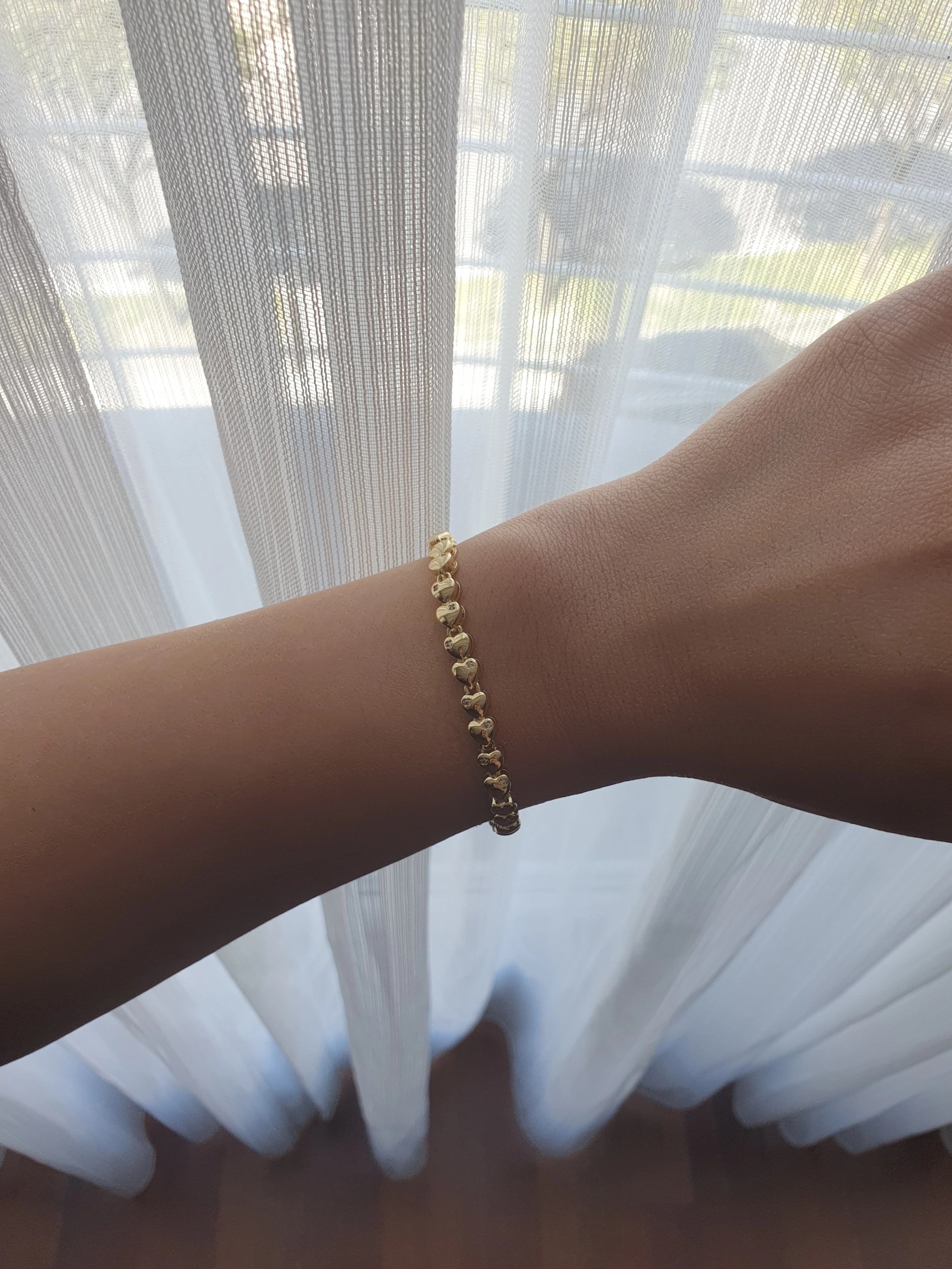 14K Sıra Kalp Bileklik