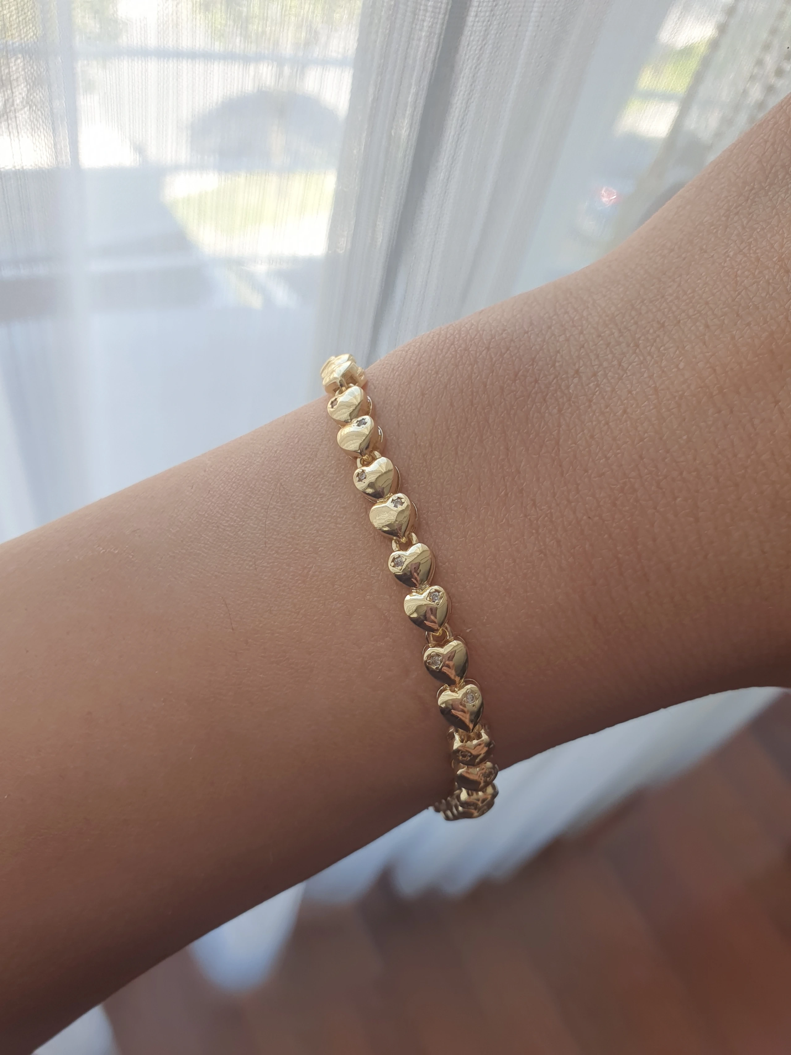 14K Sıra Kalp Bileklik