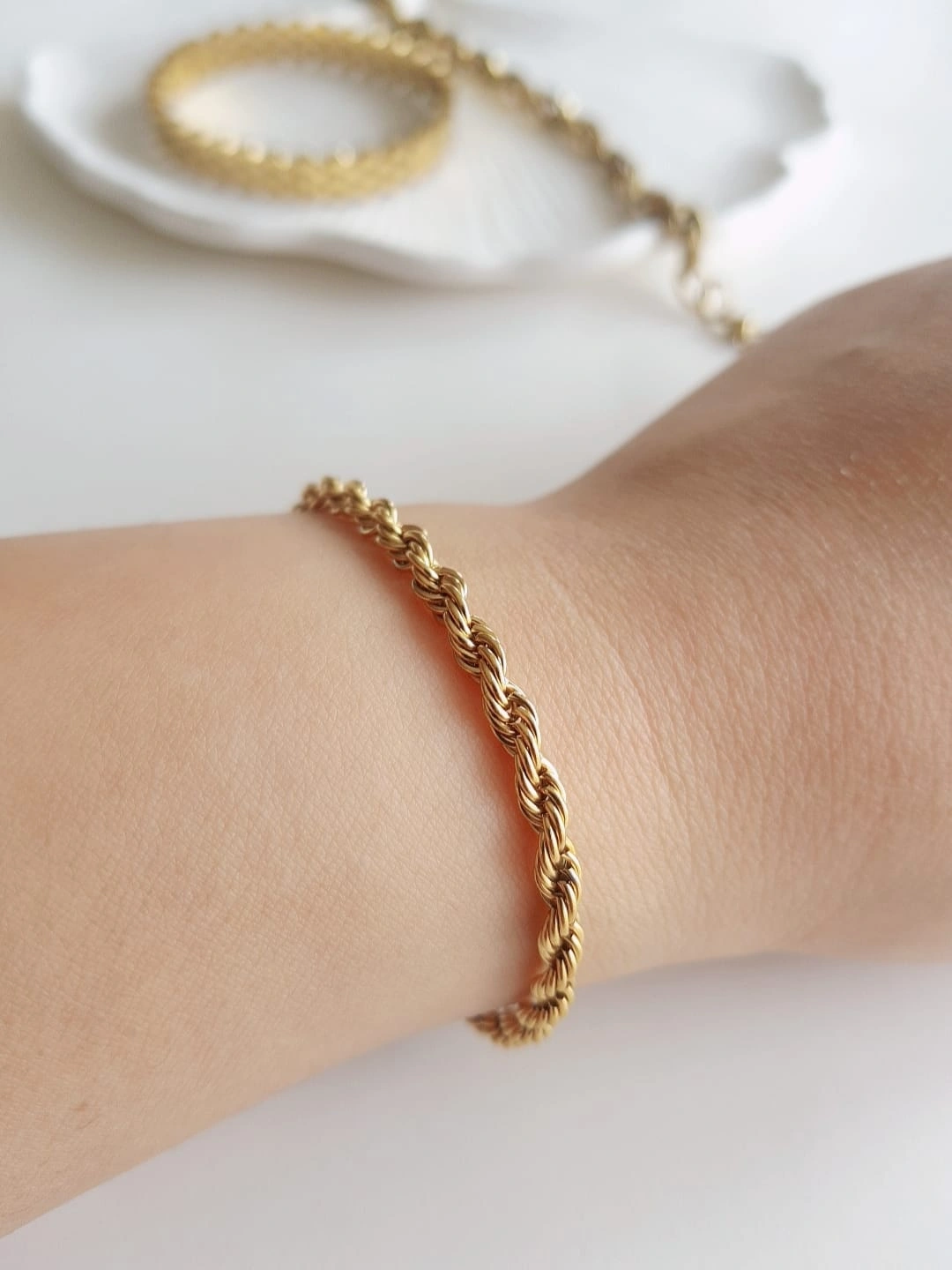 JOC 4 Mm Gold Burgu Çelik Bileklik