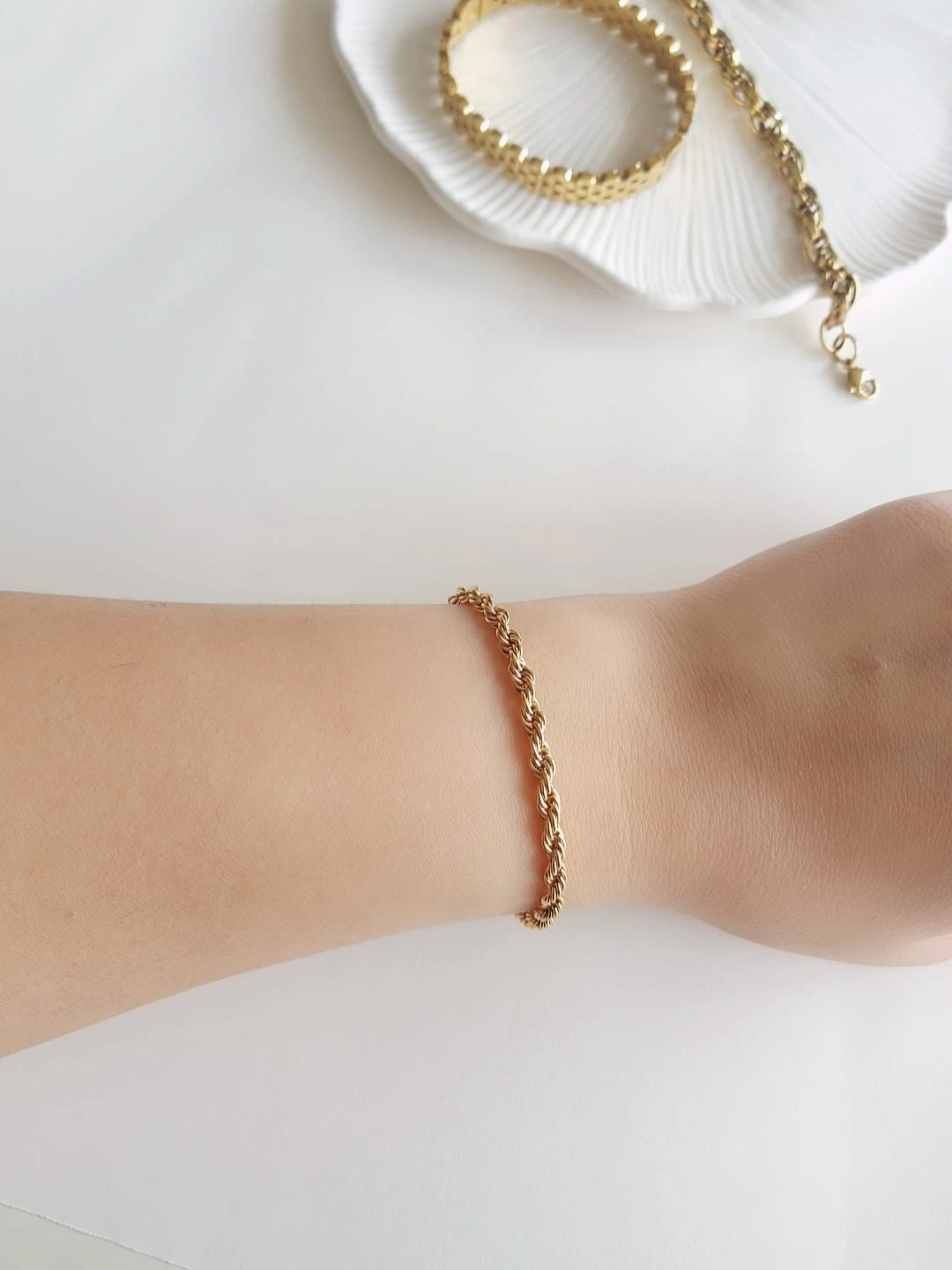 JOC 4 Mm Gold Burgu Çelik Bileklik