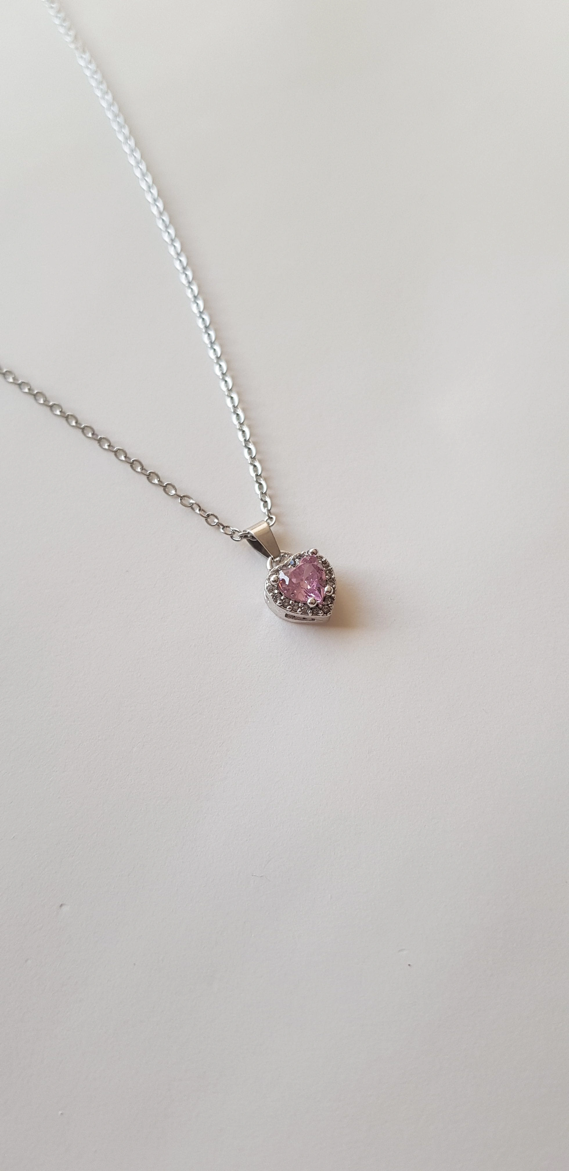 JOC Silver Pembe Taşlı Kalp Kolye