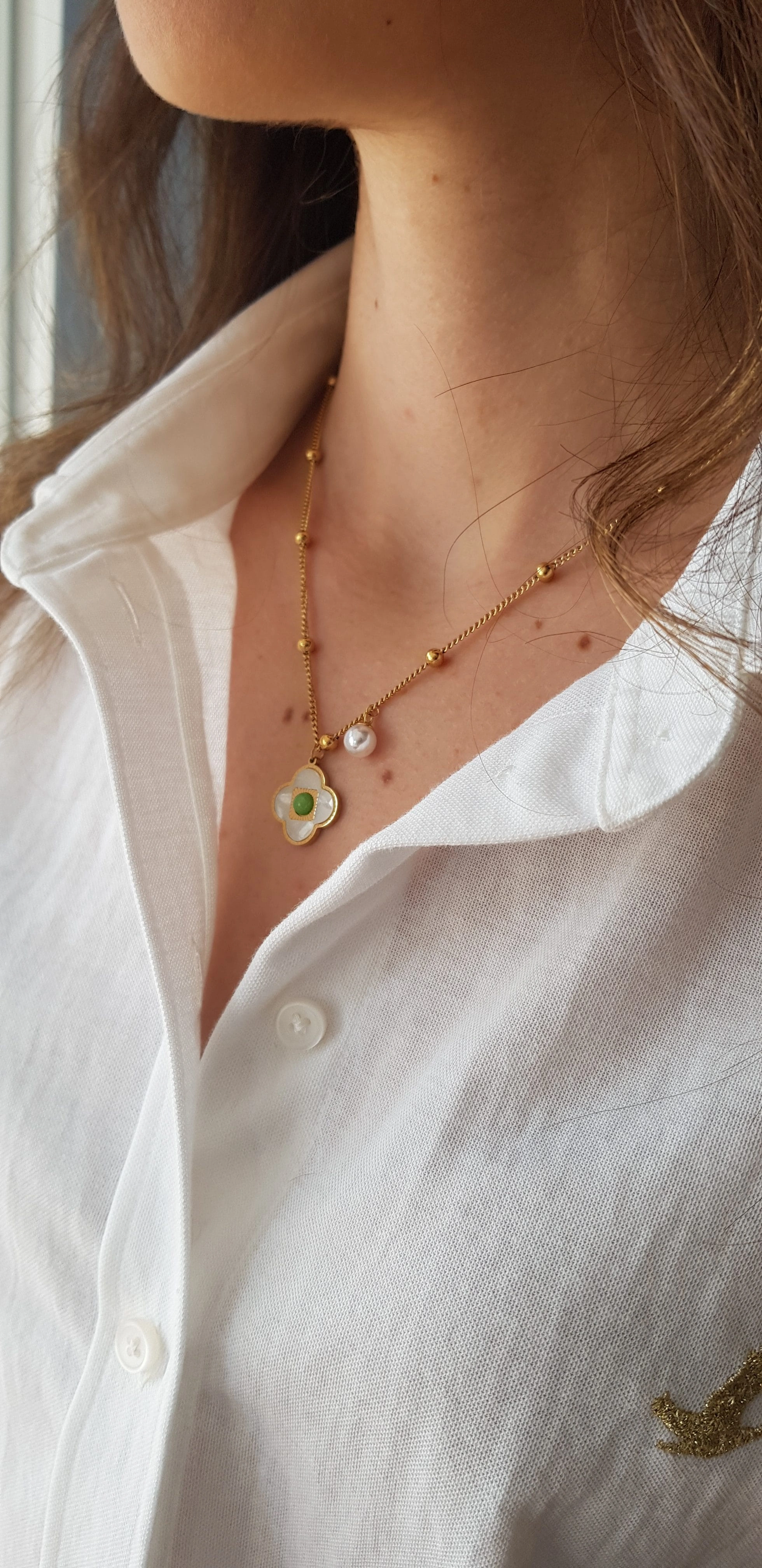 JOC Pearl Clover Çelik Kolye