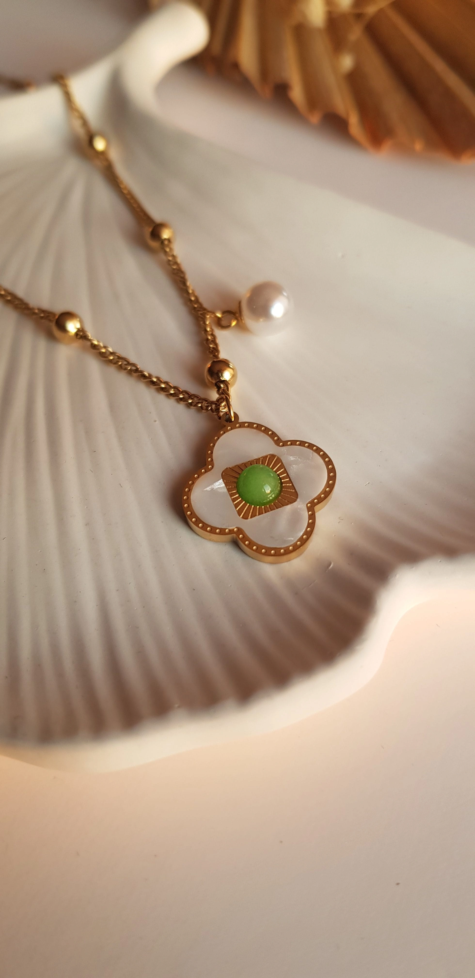 JOC Pearl Clover Çelik Kolye