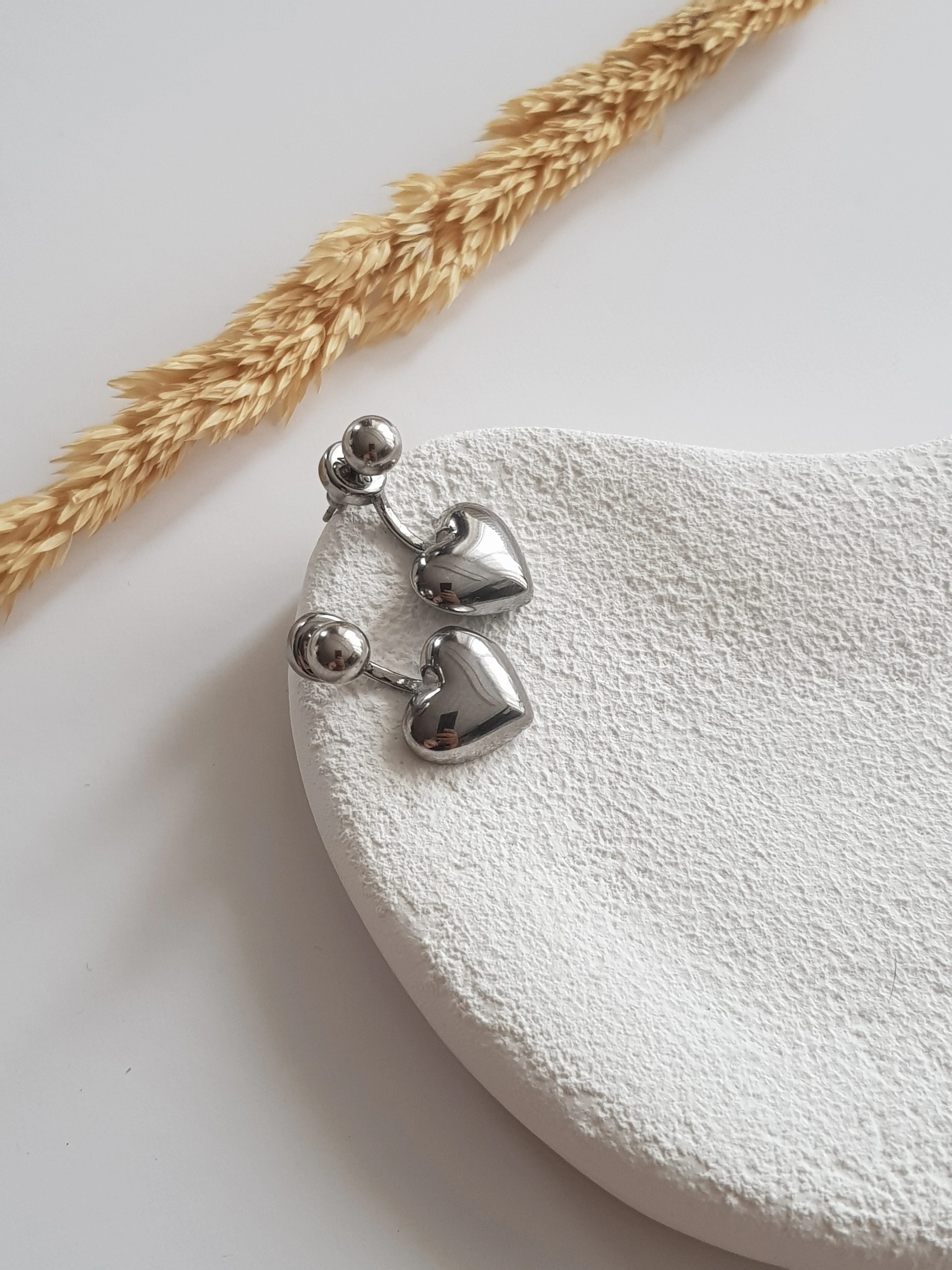 JOC Silver İkili Kullanım Kalp Küpe