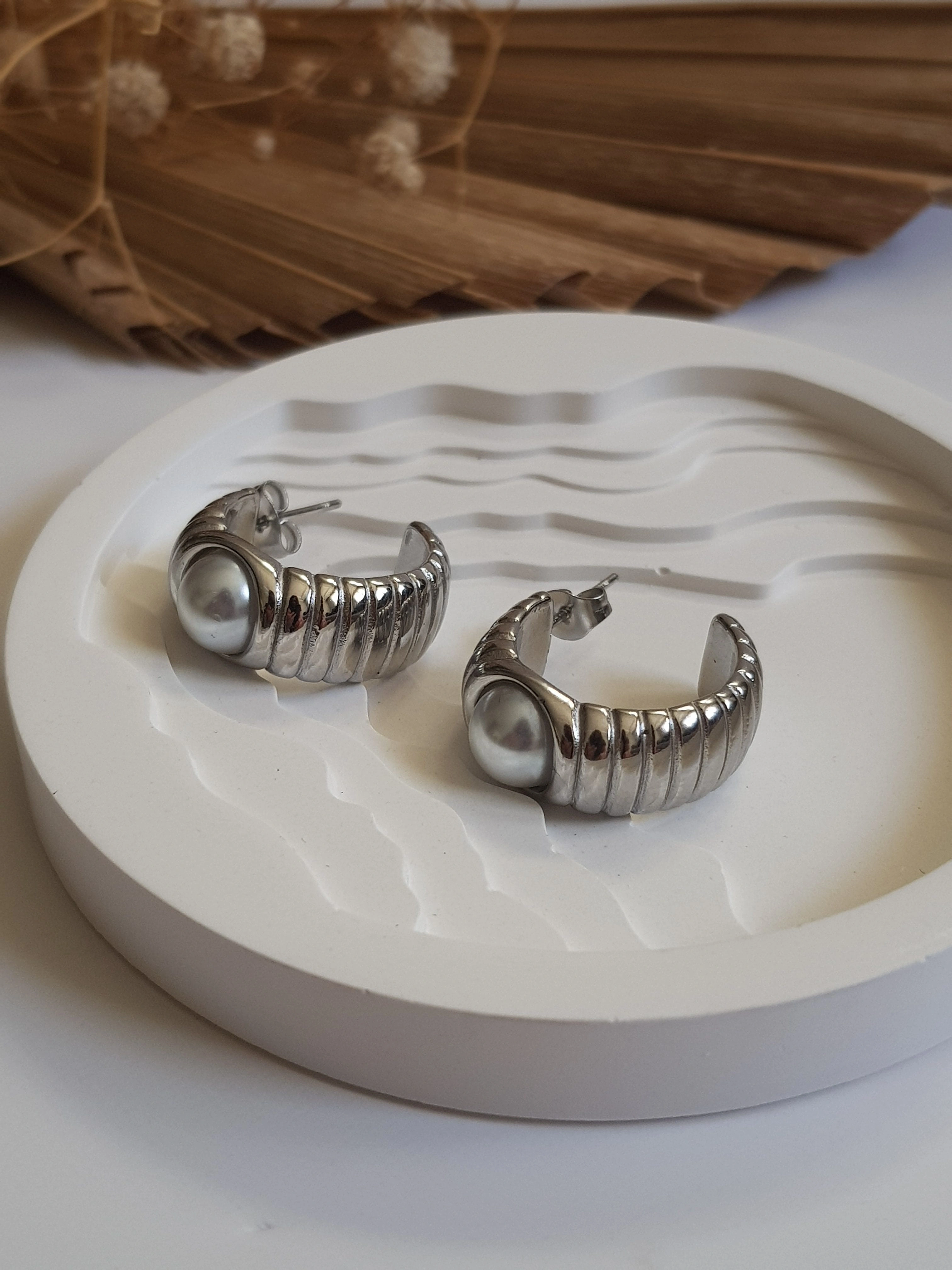 JOC Silver Halka İncili Çelik Küpe