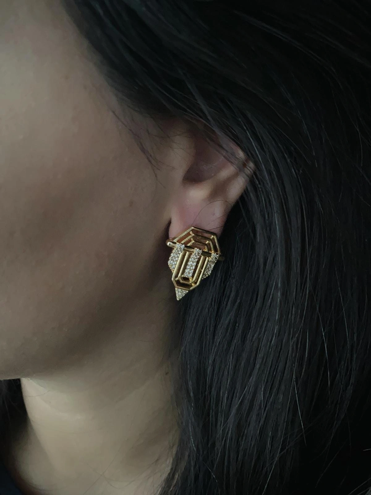 JOC Gold Zirkon Madalyon Küpe