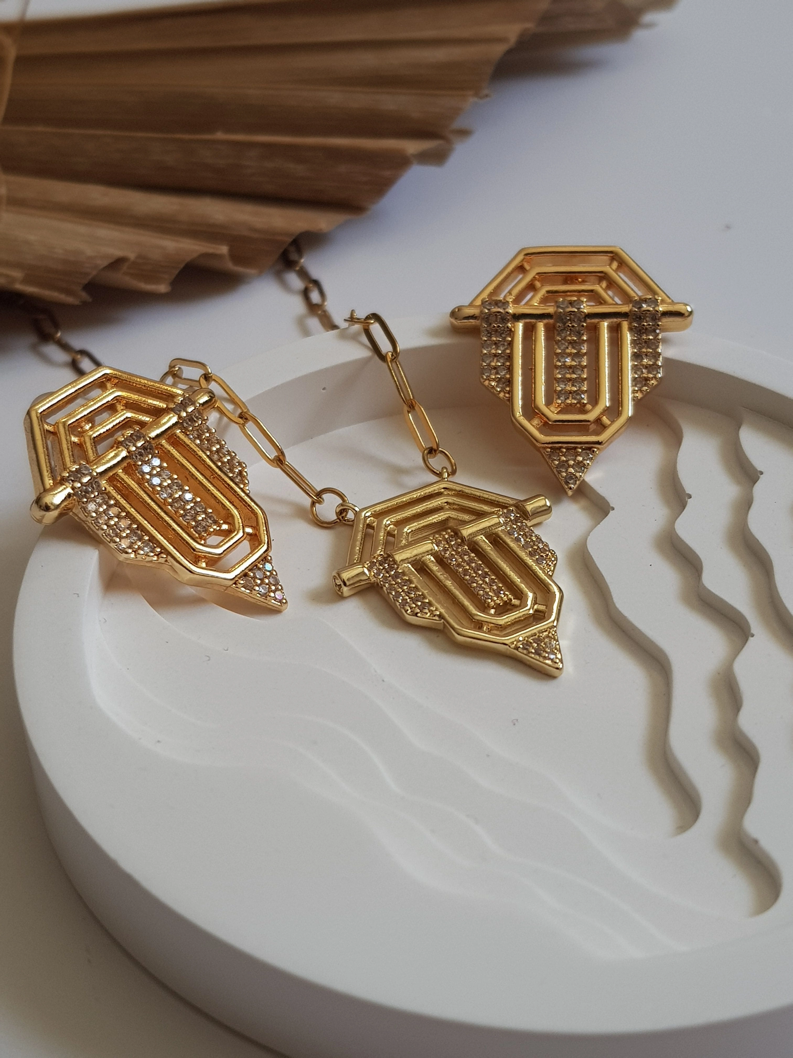 JOC Gold Zirkon Madalyon Küpe