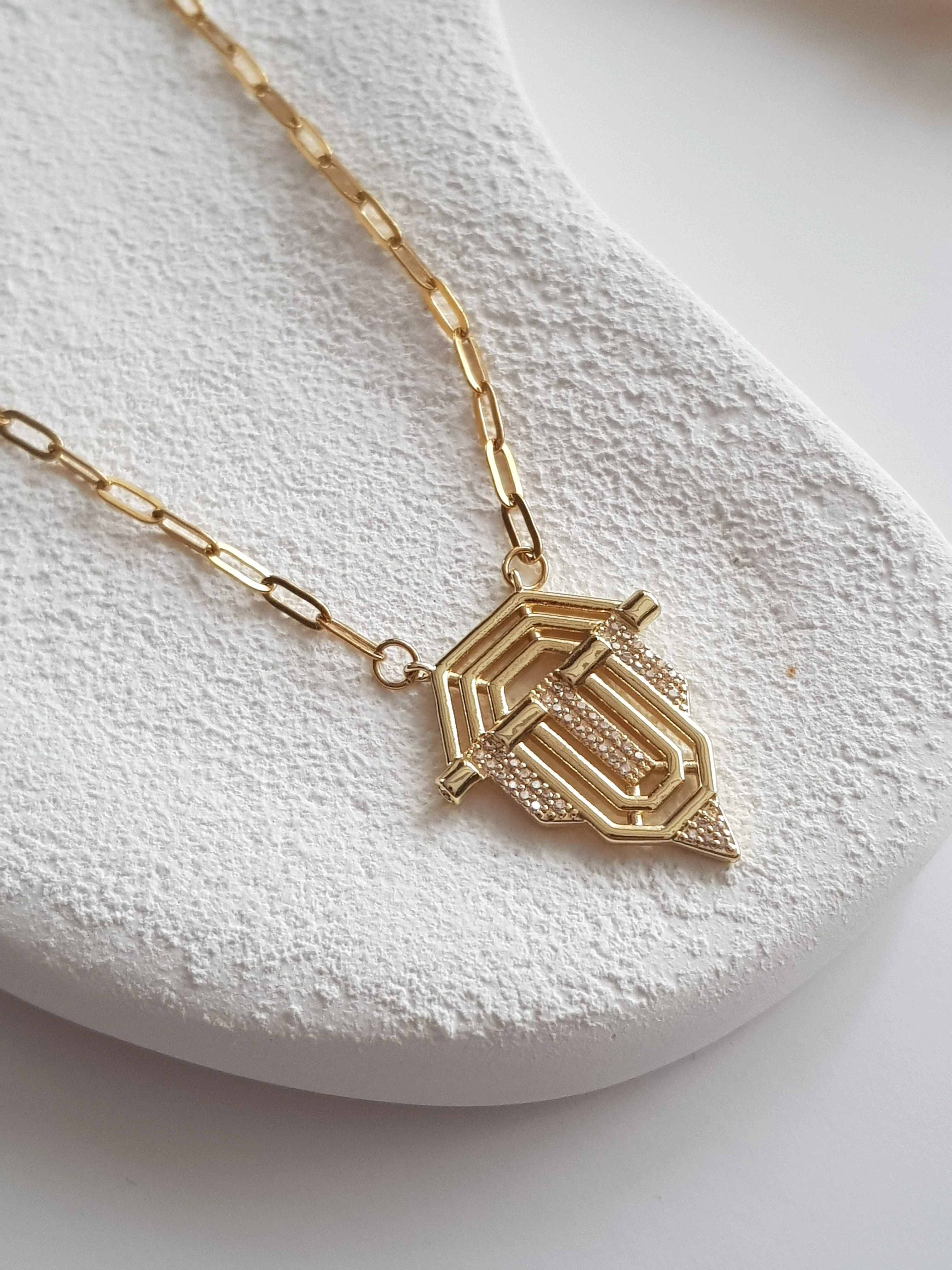 Gold Madalyon Çelik Kolye (60cm)