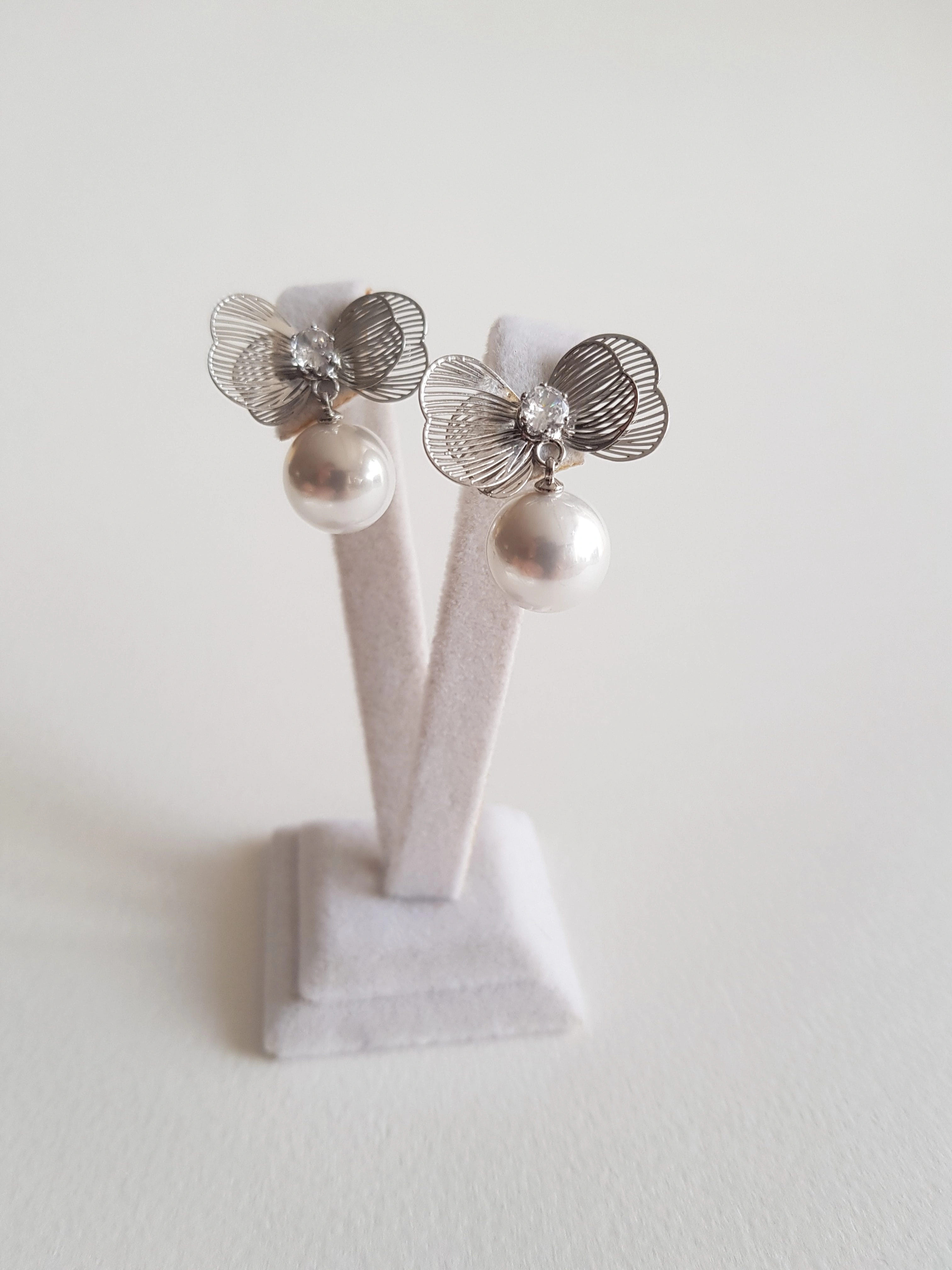 JOC Silver Yaprak Sallantılı İnci Küpe