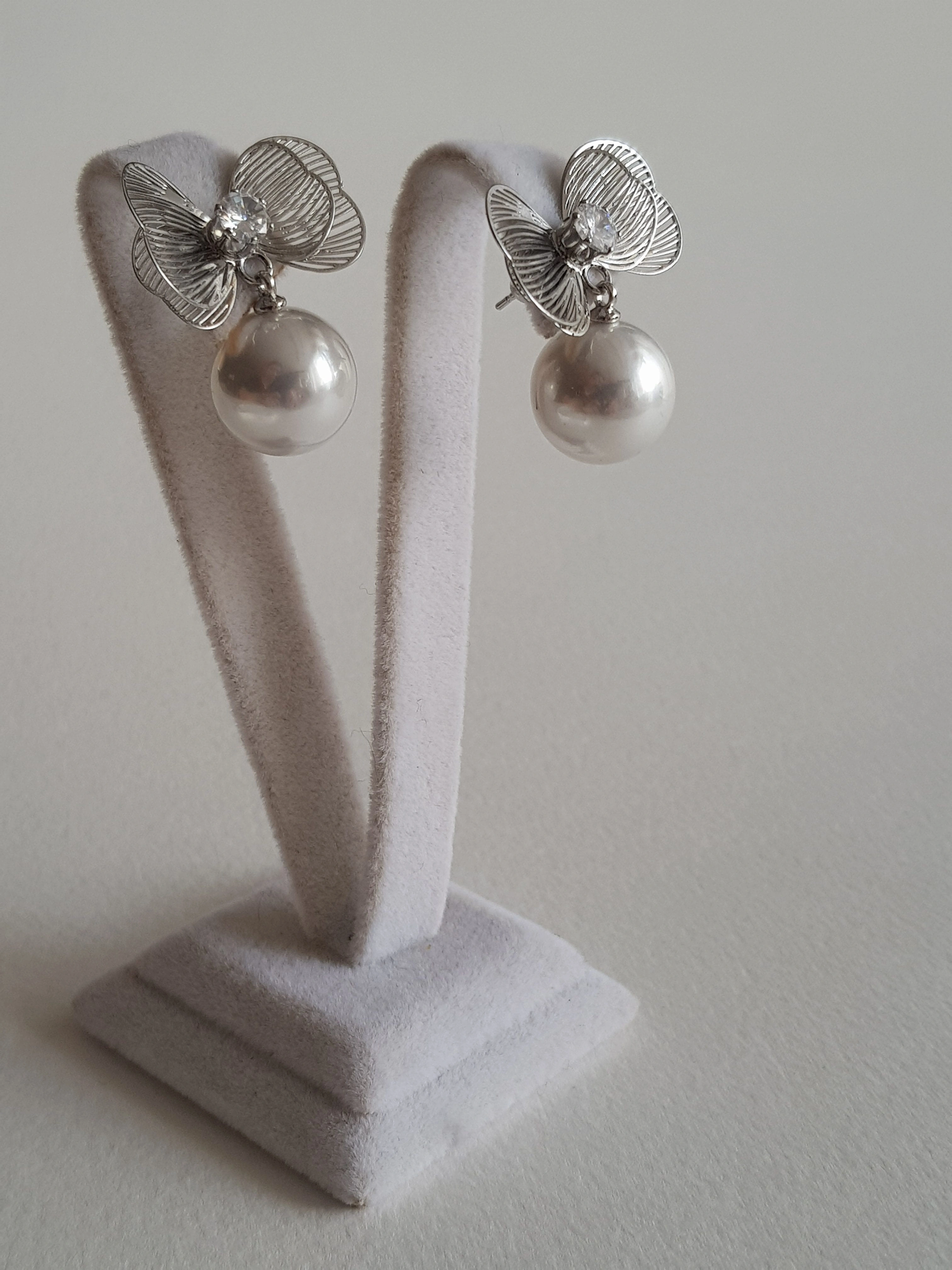 JOC Silver Yaprak Sallantılı İnci Küpe