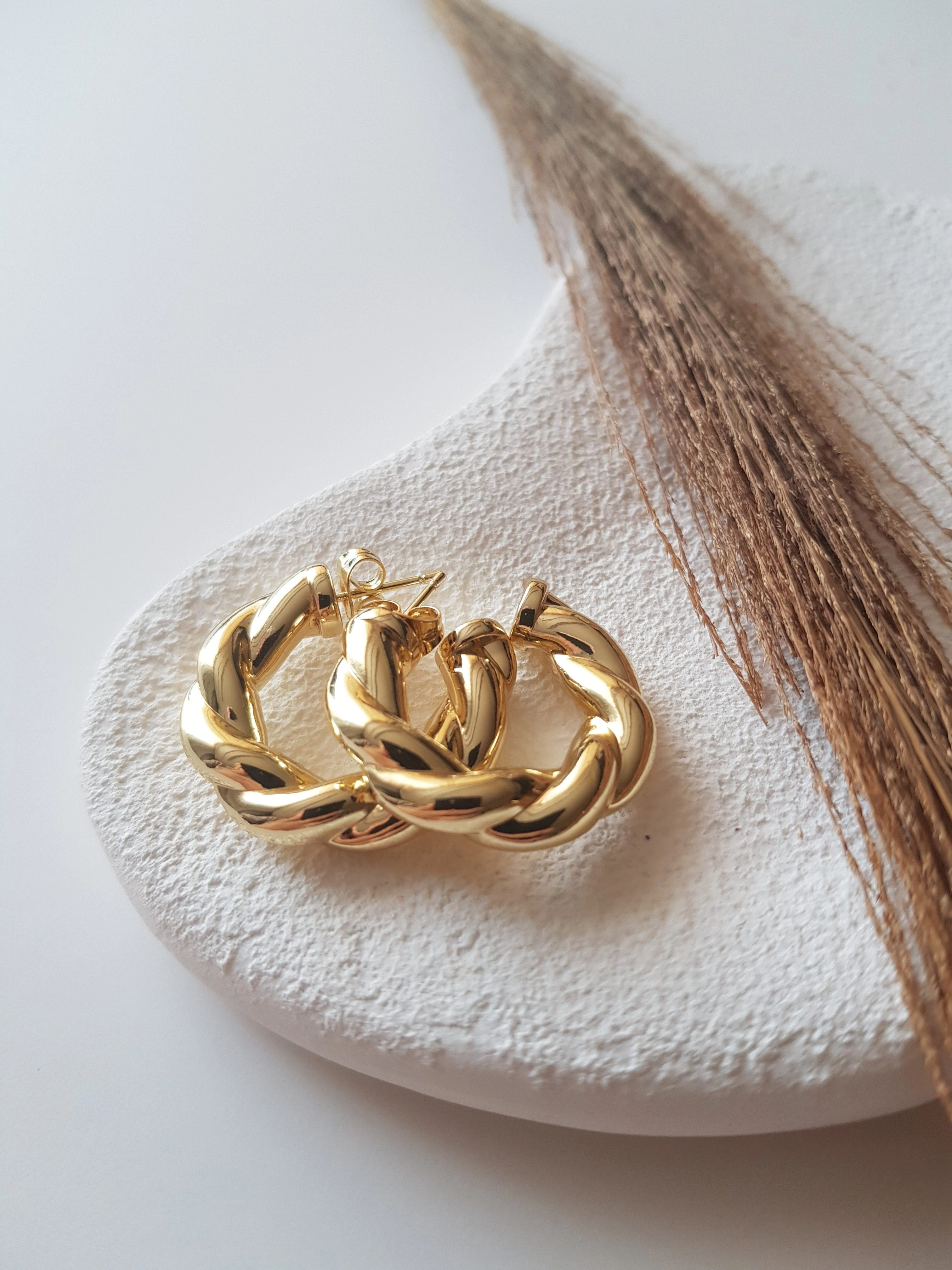 JOC Gold Halka Burgu Küpe 14K